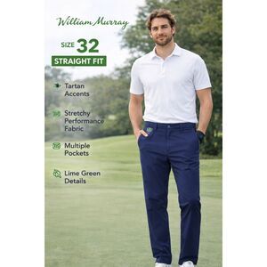 William Murray Men’s Golf Pants Size 32 Straight Fit Navy Stretch Performance